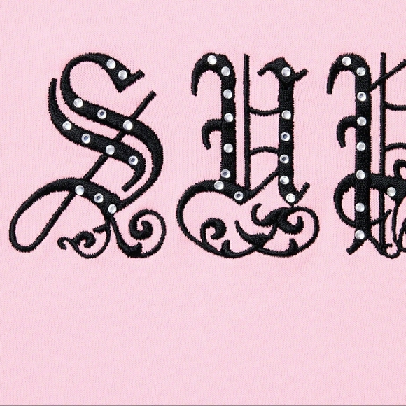 Supreme Old English Rhinestone Light Pink S/S Top - Picture 2 of 7